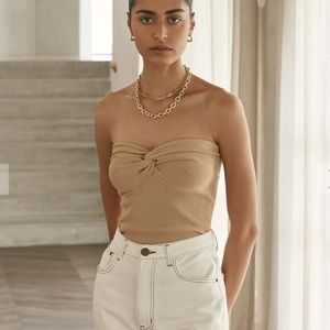 DISSH ANIKA TWISTED WARM WHEAT KNIT TOP - 2 / BEIGE